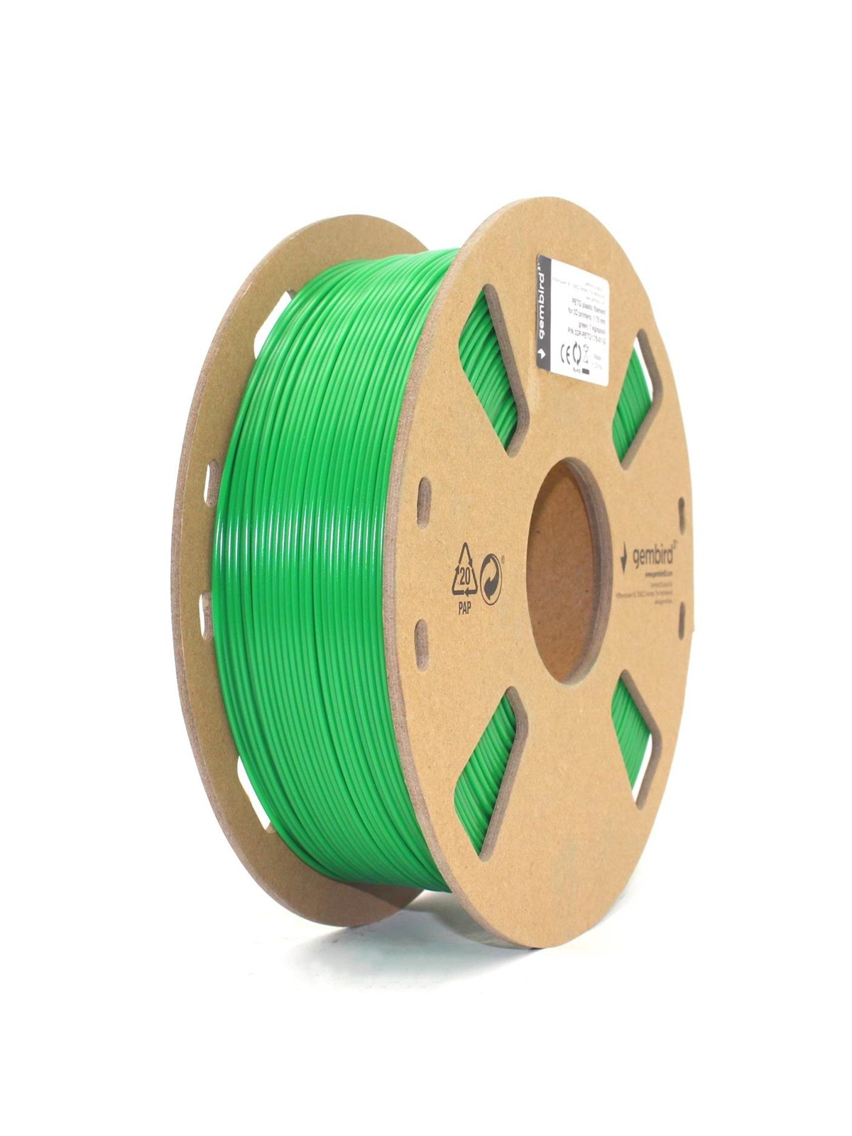 Gembird Petg (Pet, Pett) Filament - Green - 1.75mm ø - 1 kg - Filament 3D Drucker - 3dp-petg1.75-01-g