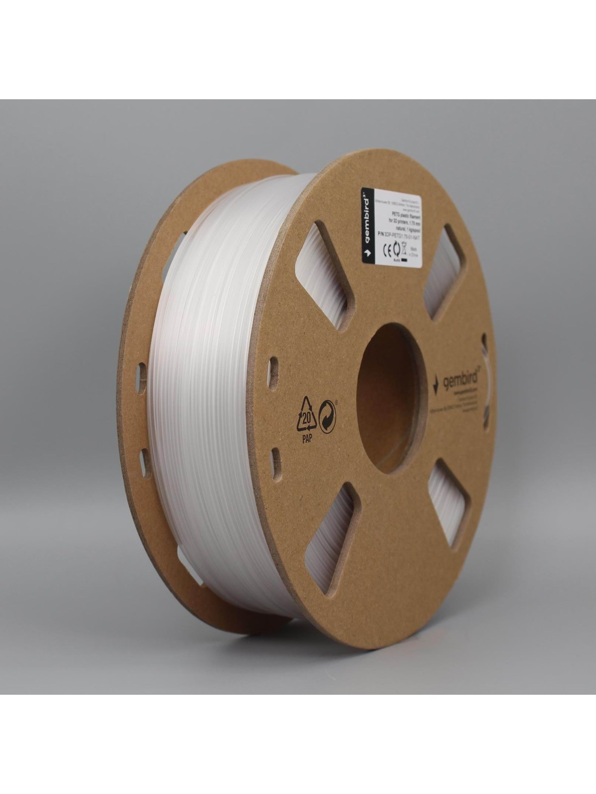 Gembird Petg (Pet, Pett) Filament - Natural - 1.75mm ø - 1 kg - Filament 3D Drucker - 3dp-petg1.75-01-nat