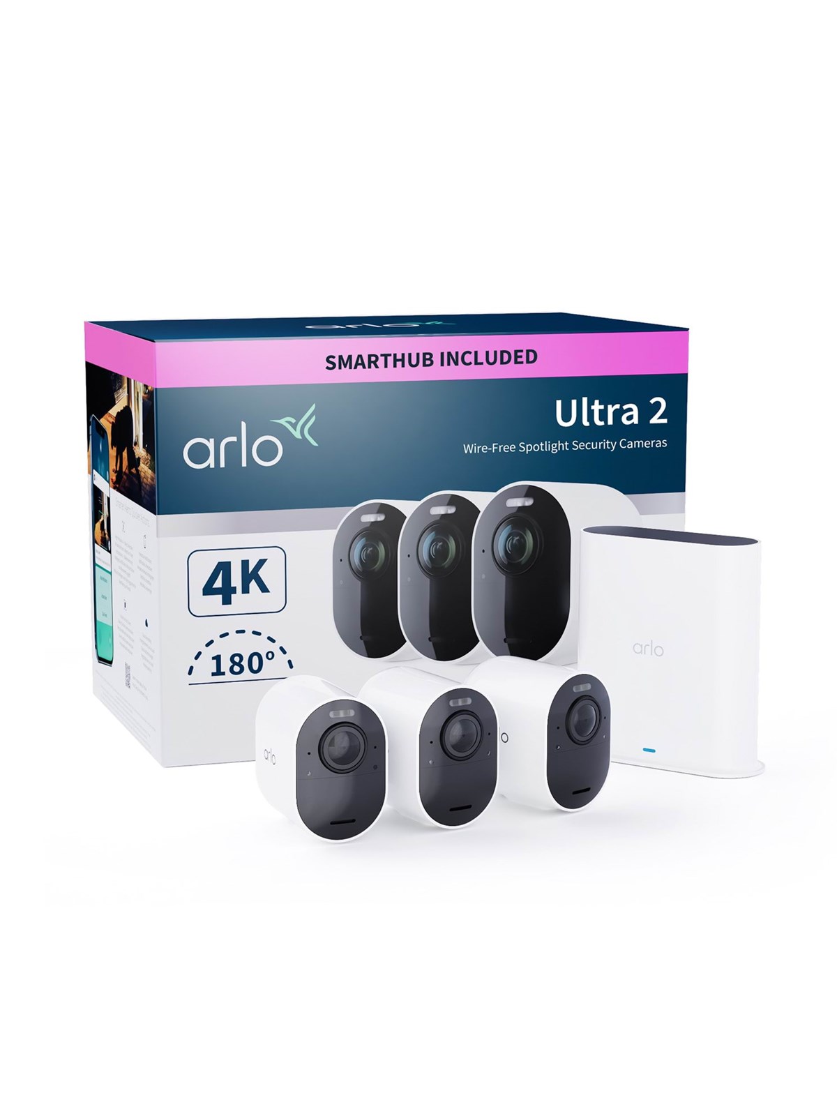 Arlo Ultra 2 4K Uhd Wire-free Security Camera System - 3 Cameras - Smart Home - Vms5340-200eus