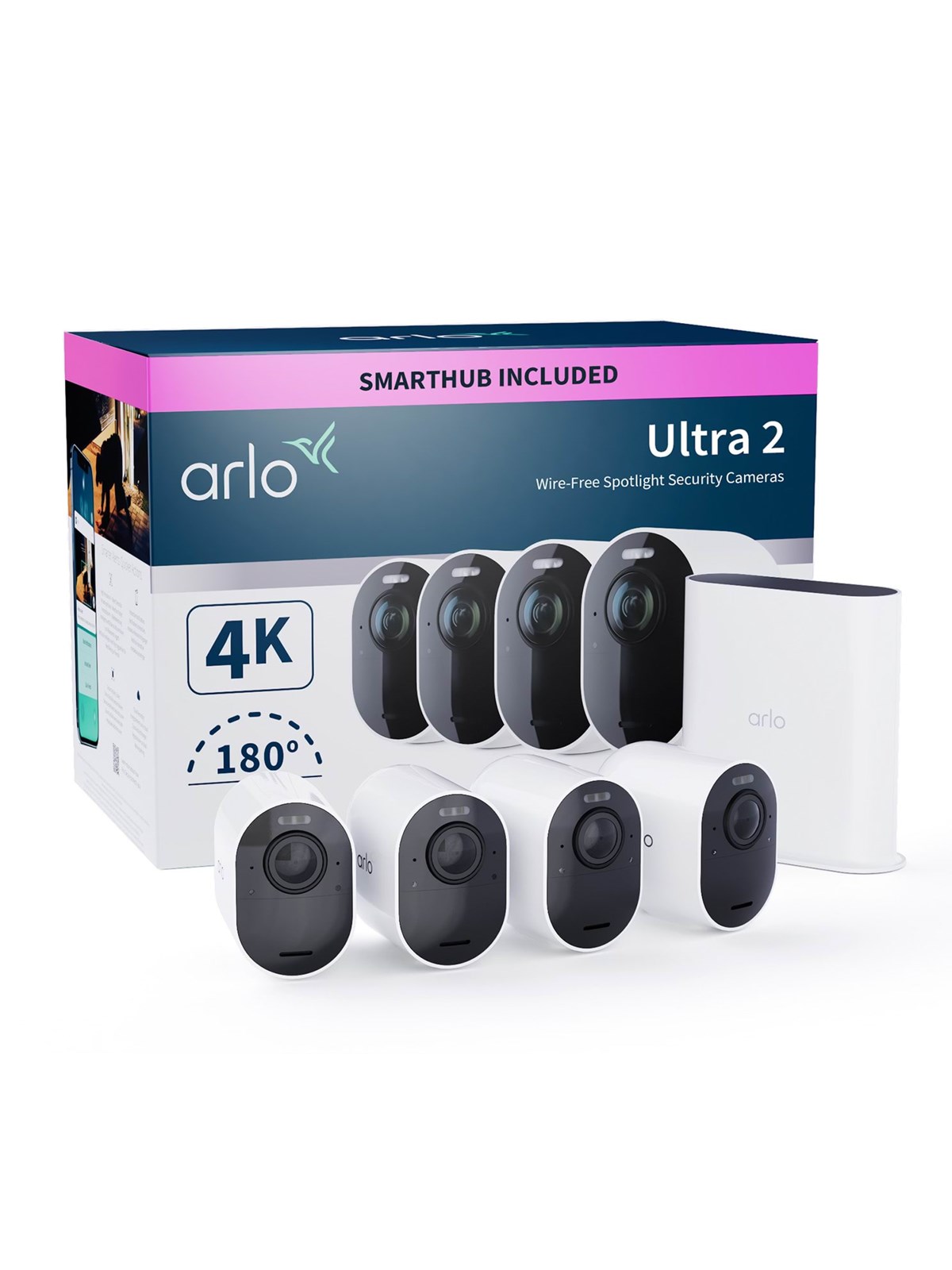 Arlo Ultra 2 4K Uhd Wire-free Security Camera System - 4 Cameras - Smart Home - Vms5440-200eus