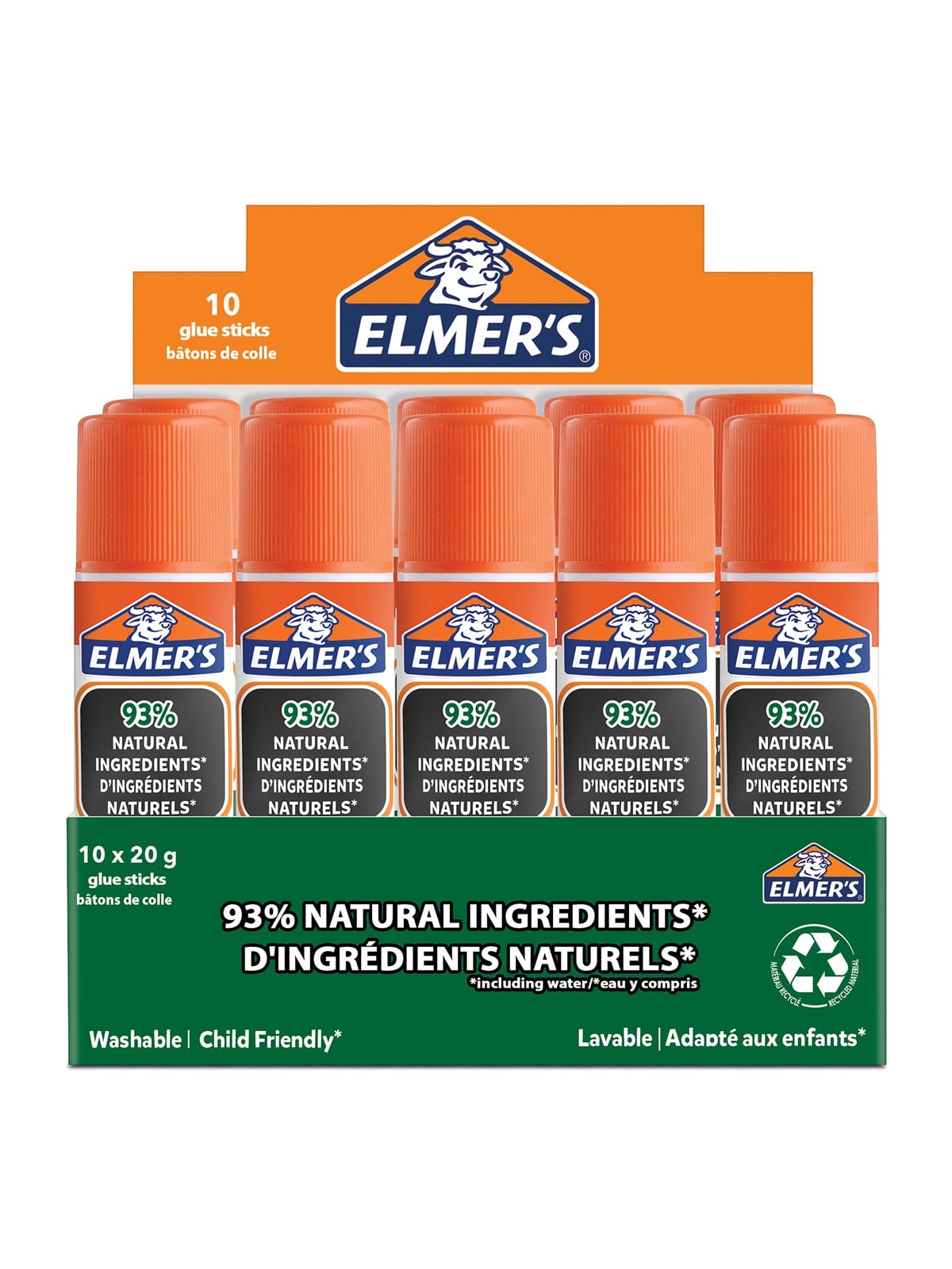Elmer's Ökologische Klebestifte | 93% Natürliche Inhaltsstoffe | 100% Recyceltes Plastik | 20g | 10stück - Kreativ Spiele - 2143887
