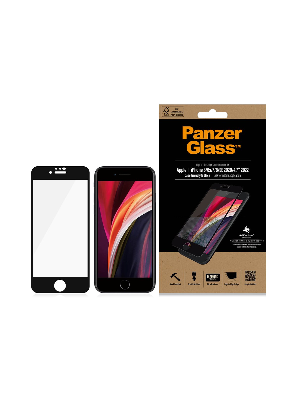 Panzerglass Screen Protector Apple Iphone 8 | 7 | 6s | 6 | SE (2020/2022) | Edge-to-edge - Handys Schutzfolie - Panzer2679