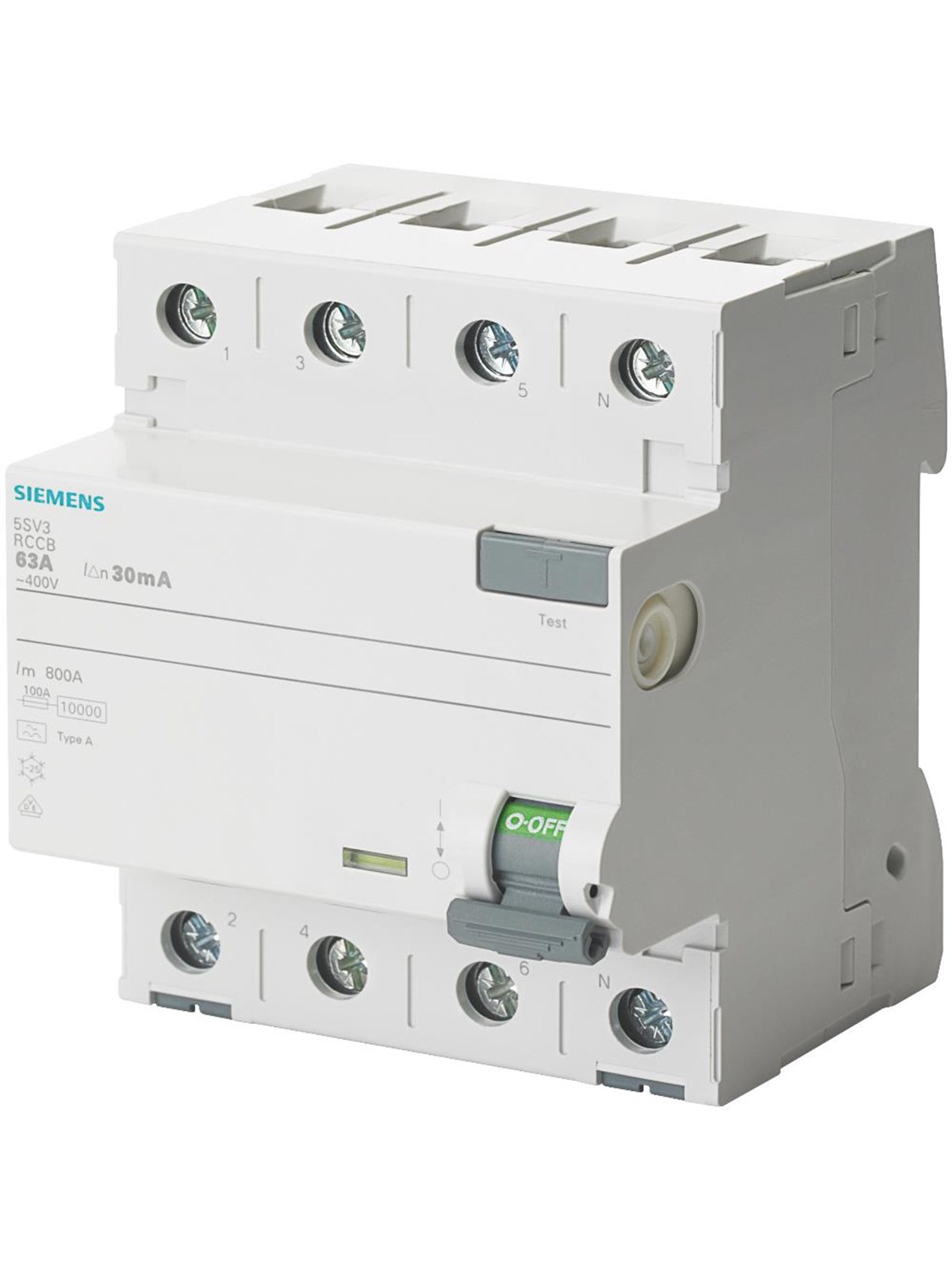 Siemens Rccb 4-polet type a 63a 300 ma 400vac selektive