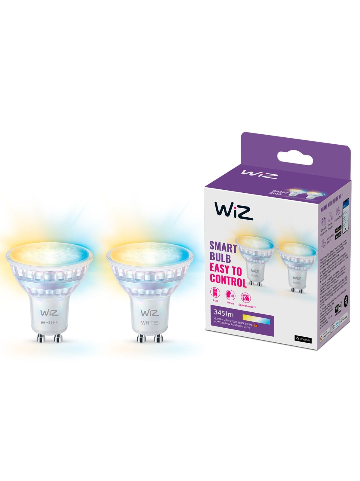 Wiz Tunable Gu10 Smart Spot Light 2-pack - Dimmable Warm-to-cold White Led - Smart Home - 929003772242