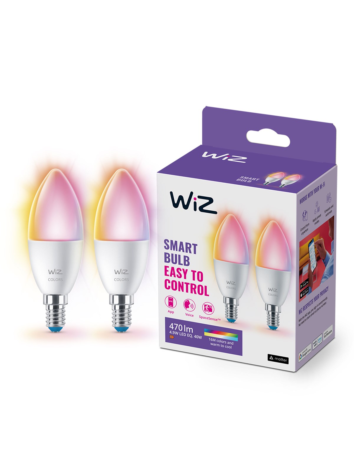 Wiz Kerze C37 E14 Full Color - Doppelpack - Smart Home - 929002448842