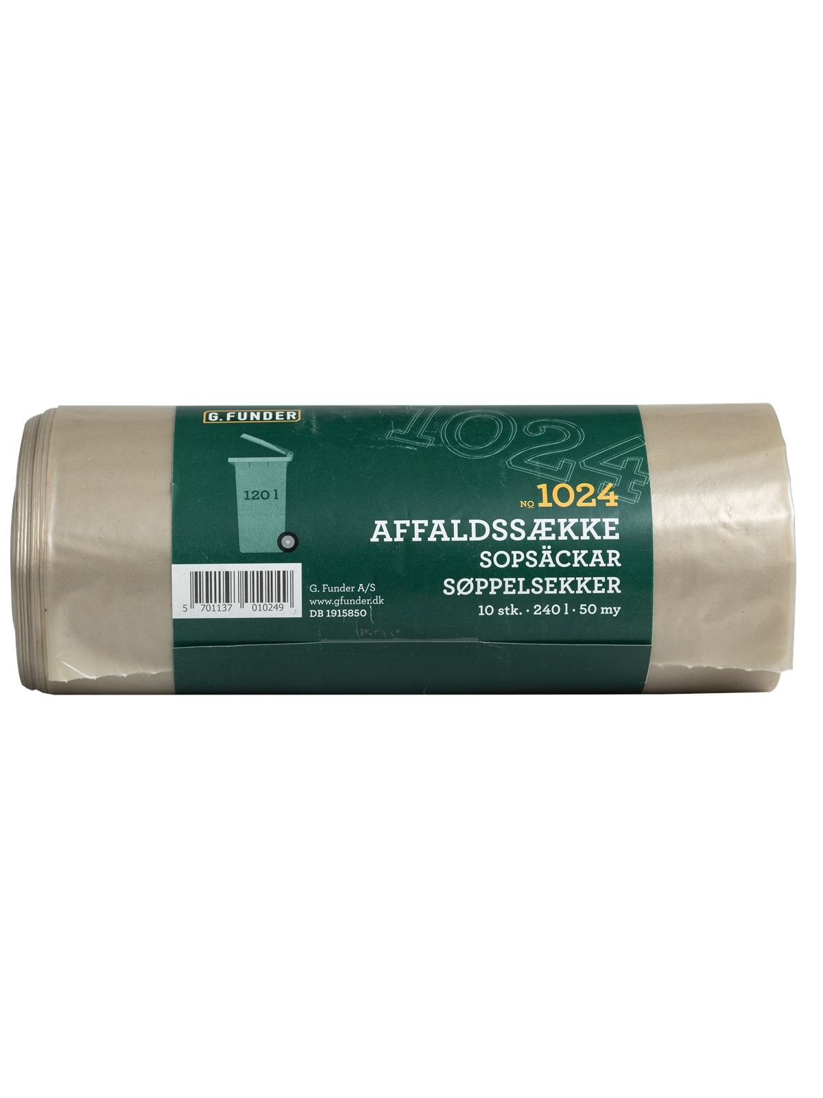 G.Funder Container Garbage Bags For 120 Liter Container Clear Plastic 10 Bags Per Roll - Heavy Duty Quality - Reinigung - 5701137010249