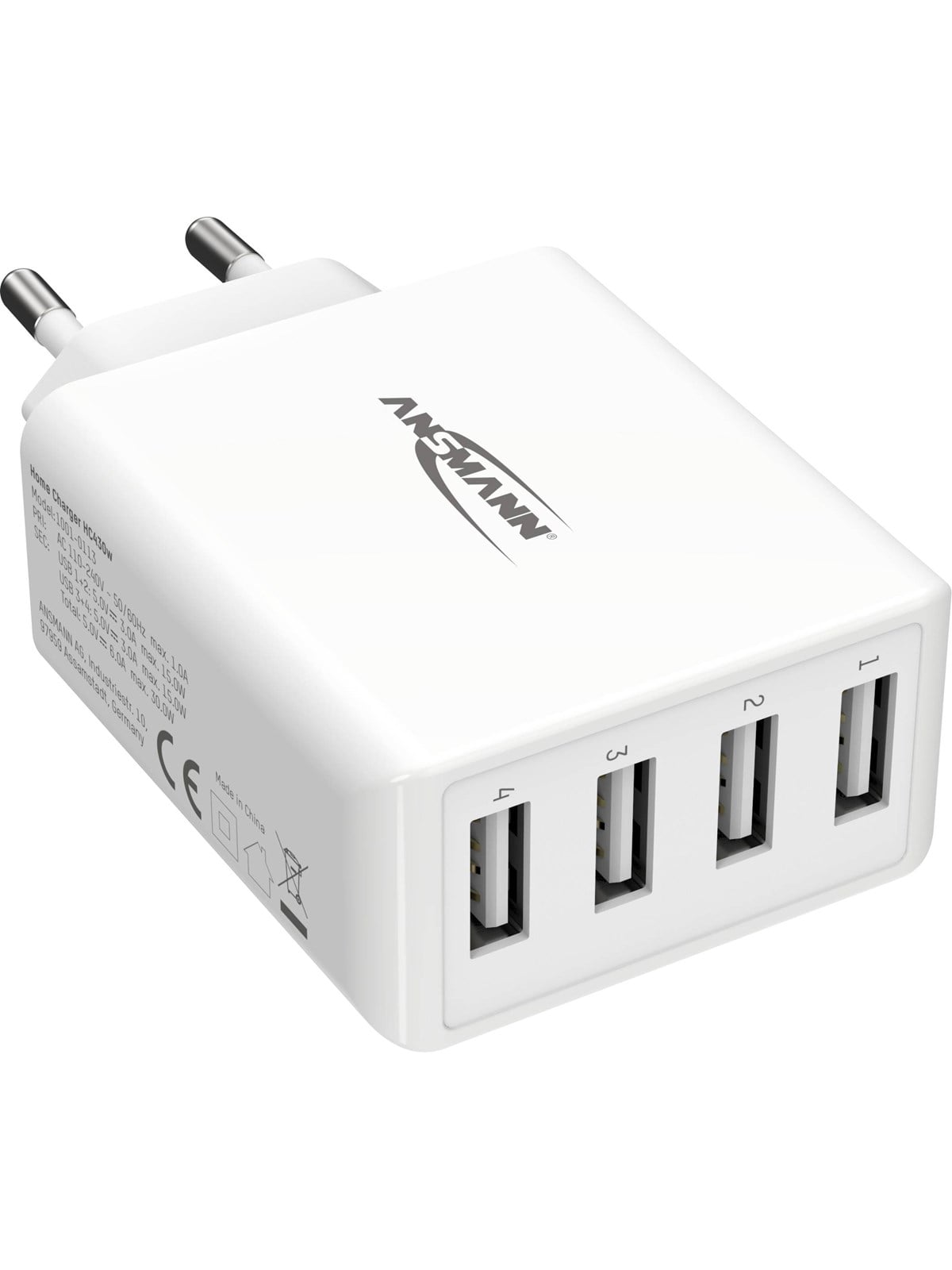 Ansmann Home Charger Hc430 Usb- Lader / Netdel 4 Usb-porte - Handys Adapter Und Ladegeraete - 1001-0113