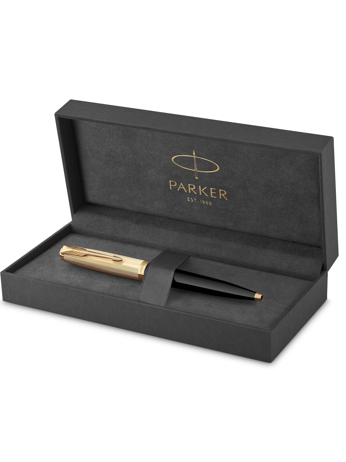 Parker 51 Kugelschreiber | Luxuriöser Schwarzer Schaft Mit Goldzierteilen | Mittlere Schreibspitze in 18k Gold Mit Schwarzer Nachfüllmine | 