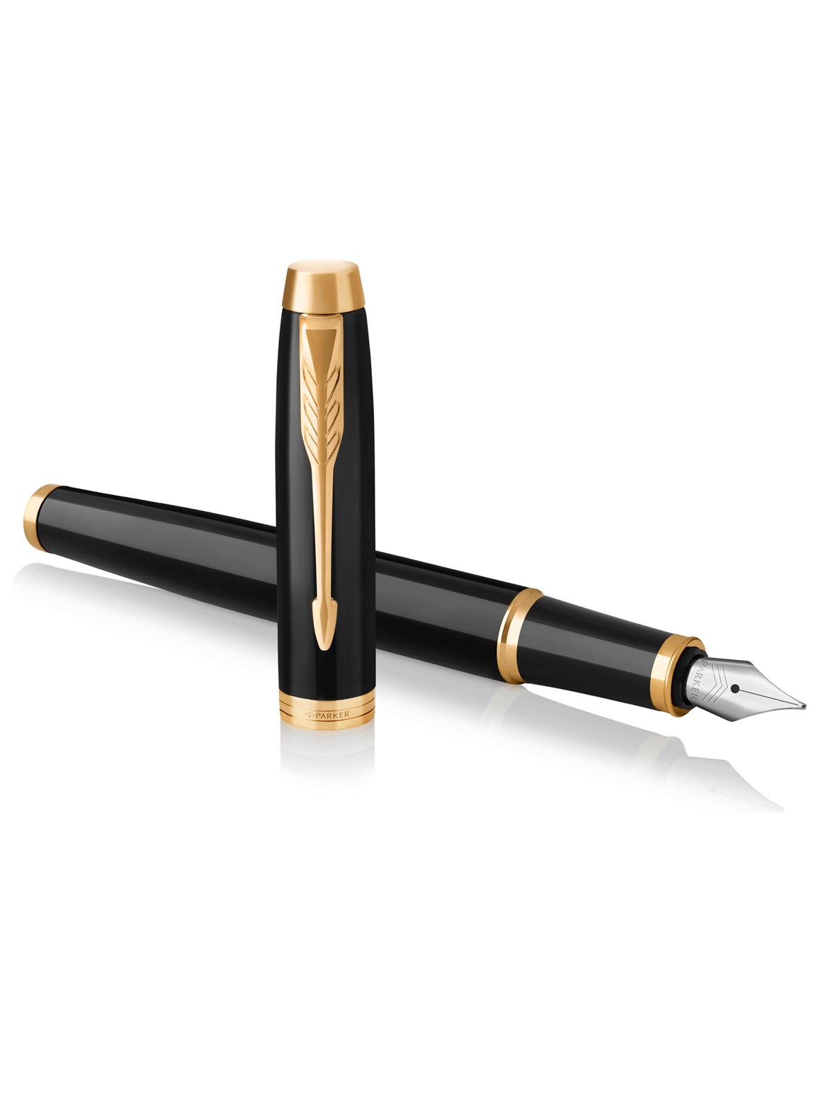 Parker IM Füller | Schwarze Lackierung Mit Goldzierteilen | Füllfederhalter Mit Mittlerer Feder | Blaue Tinte | Geschenkbox - Utensilien Zum Schreiben