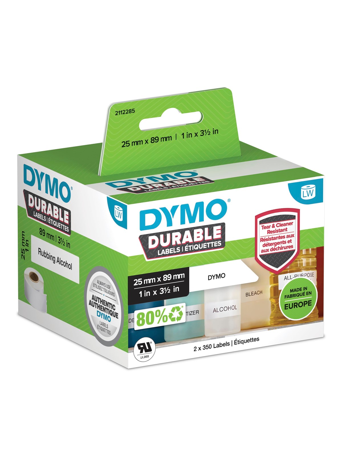 Dymo Labelwriter Hochleistungs-etiketten | 25 mm x 89 mm | Weißes Kunststoff-etikett | 2 Rollen Mit 350 Etiketten - Papier Fotopapier Und Etiketten - 