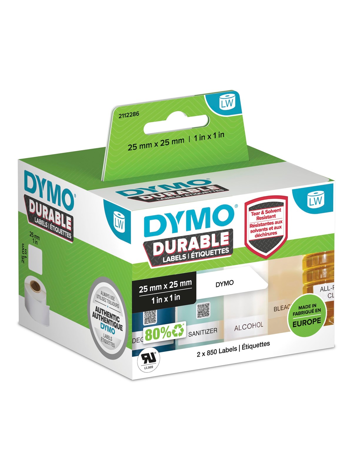 Dymo Labelwriter Hochleistungs-etiketten | 25 mm x 25 mm | Weißes Kunststoff-etikett | Rolle Mit 1.700 Etiketten - Papier Fotopapier Und Etiketten - 