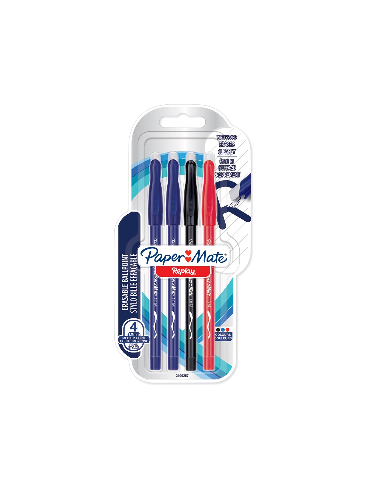 Paper Mate Replay Radierbarer Kugelschreiber | Mittlere Spitze (1,0mm) | Sortierte Farben | 4 Stück - Utensilien Zum Schreiben Und Zeichnen - 2109257