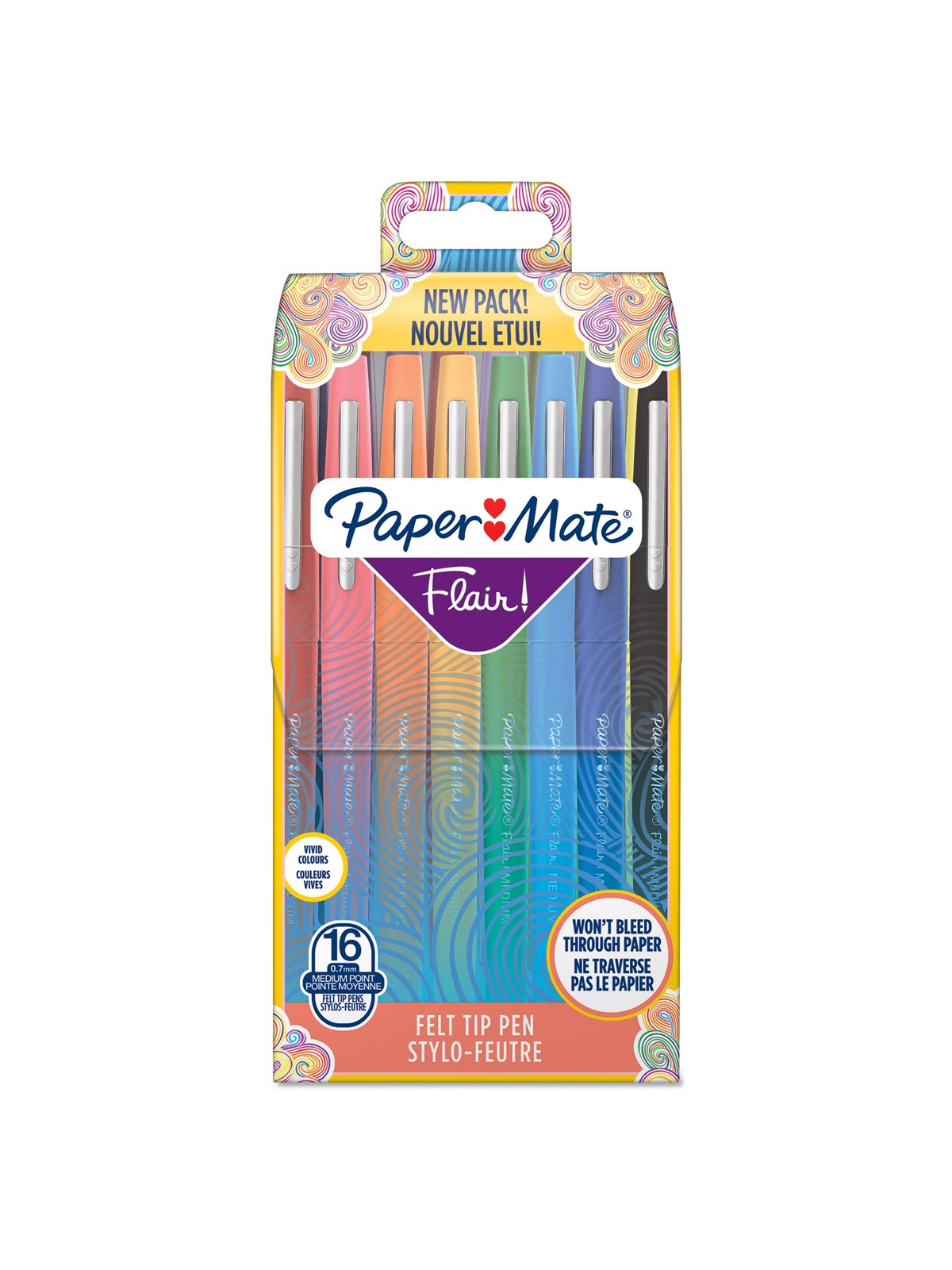 Paper Mate Papermate Flair-stift | Mittlere Spitze (0,7mm) | Gemischte Farben | Tasche Mit 16stiften - Utensilien Zum Schreiben Und Zeichnen - 2061394