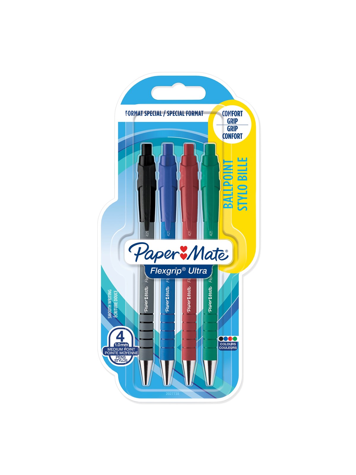Paper Mate Flexgrip Ultra-druckkugelschreiber | Mittlere Schreibspitze (1,0mm) | Sortierte Farben | 3+1-packung - Utensilien Zum Schreiben Und 