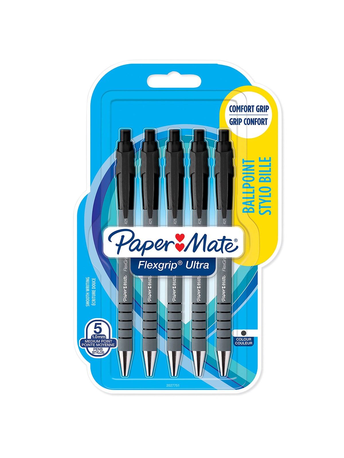 Paper Mate Flexgrip Ultra-druckkugelschreiber | Mittlere Spitze (1,0mm) | Schwarz | 5er-packung - Utensilien Zum Schreiben Und Zeichnen - 2027751