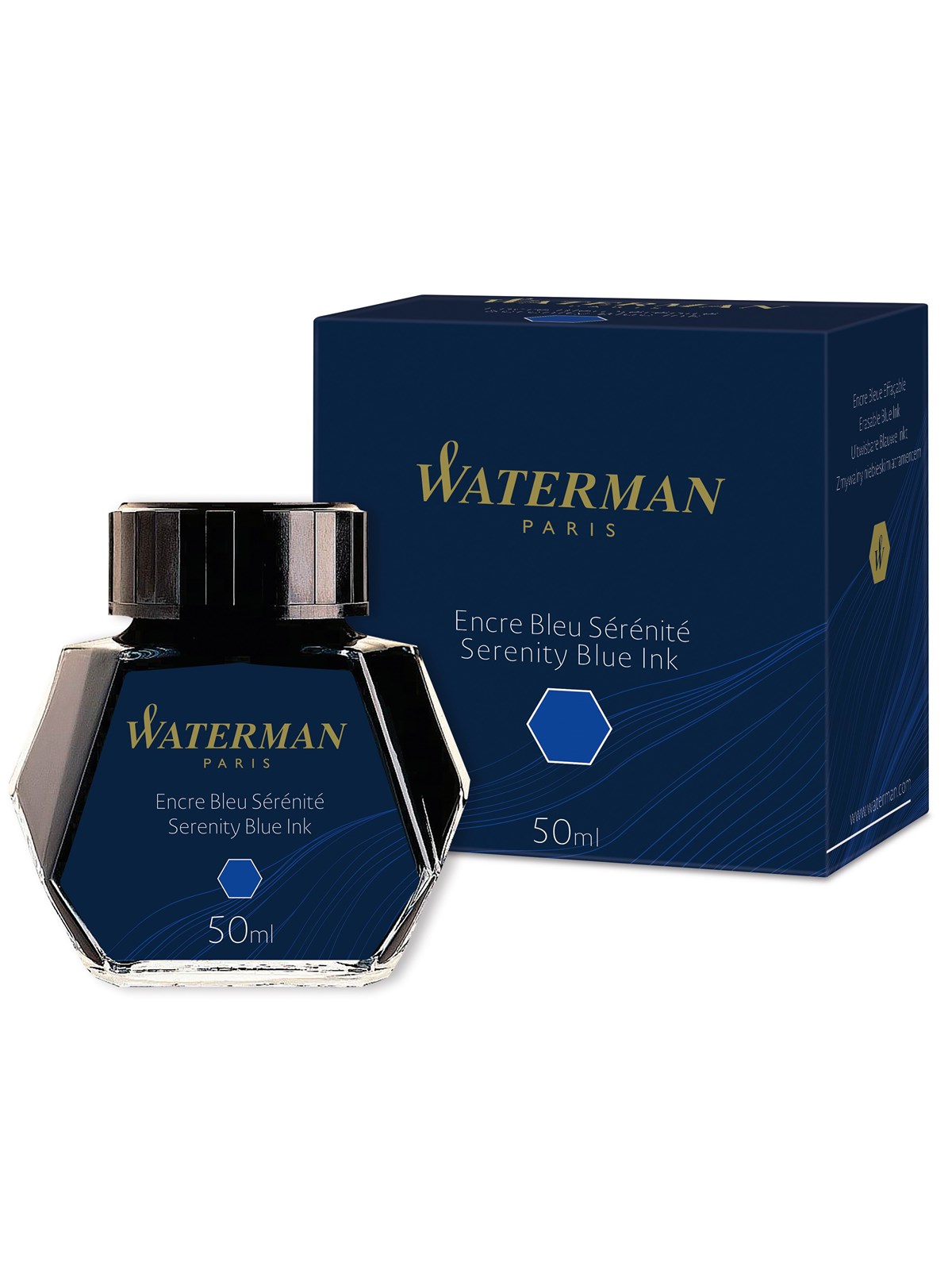 Waterman Füllertinte im Tintenfass | Serenity Blue | Tintenflacon Mit 50ml - Utensilien Zum Schreiben Und Zeichnen - S0110720