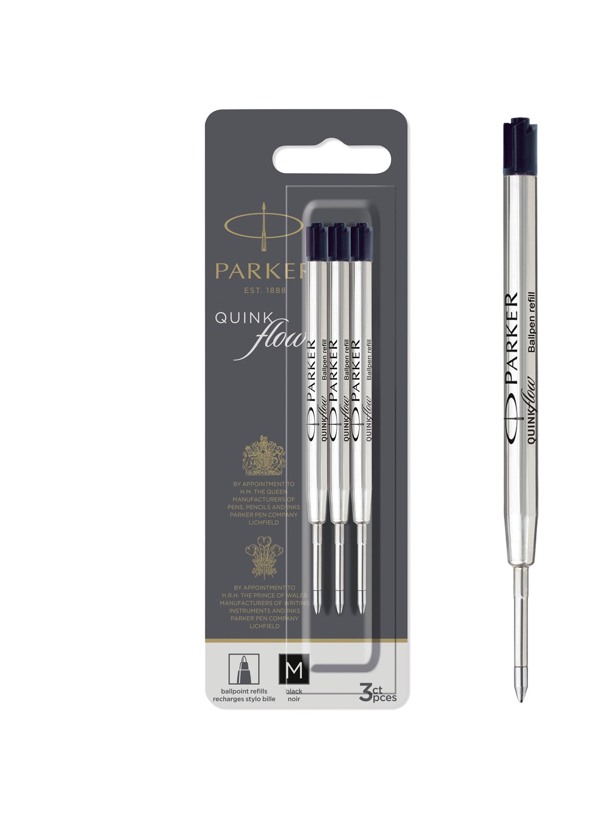 Parker Kugelschreiberminen | Mittlere Spitze | Schwarze Quinkflow Tinte | 3 Ersatzminen Für Kugelschreiber - Utensilien Zum Schreiben Und Zeichnen - 