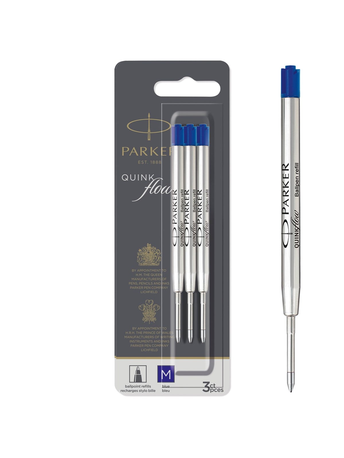 Parker Kugelschreiberminen| Mittlere Schreibspitze | Blaue Quinkflow Tinte | 3 Ersatzminen Für Kugelschreiber - Utensilien Zum Schreiben Und Zeichnen 