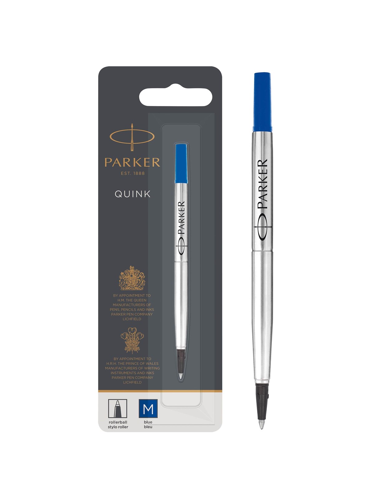 Parker Ersatzminen Für Tintenroller | Mittlere Spitze | Blaue Quink Tinte | 1 Stück - Utensilien Zum Schreiben Und Zeichnen - S0881250