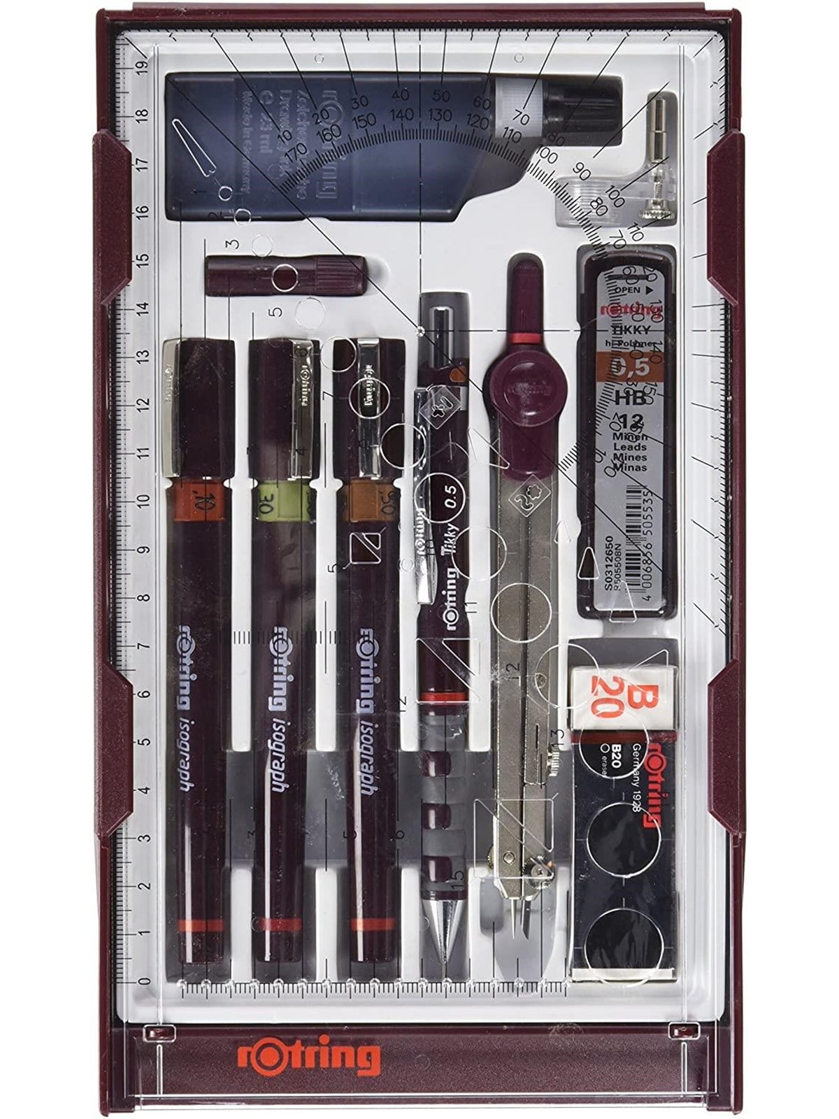 Rotring Rotring Isograph Fineliner Master Set | Mit Zirkel | 0,1 Mm/ 0,3 Mm/ 0,5 mm | 3 Stück - Utensilien Zum Schreiben Und Zeichnen - S0699420