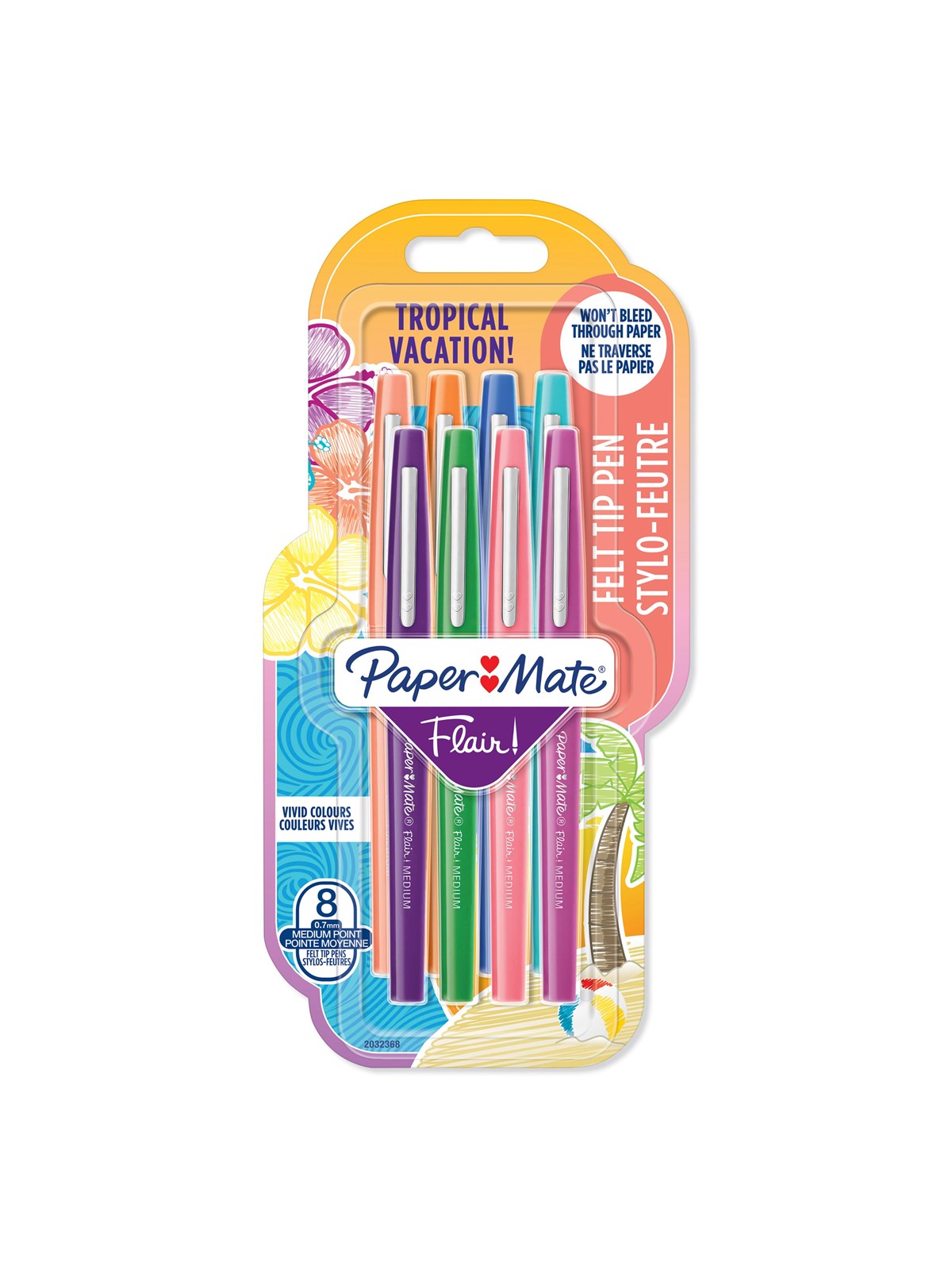 Paper Mate Flair Filzstifte | Mittlere Spitze (0,7mm) | Tropical Farben | 8 Stück - Utensilien Zum Schreiben Und Zeichnen - 2032368