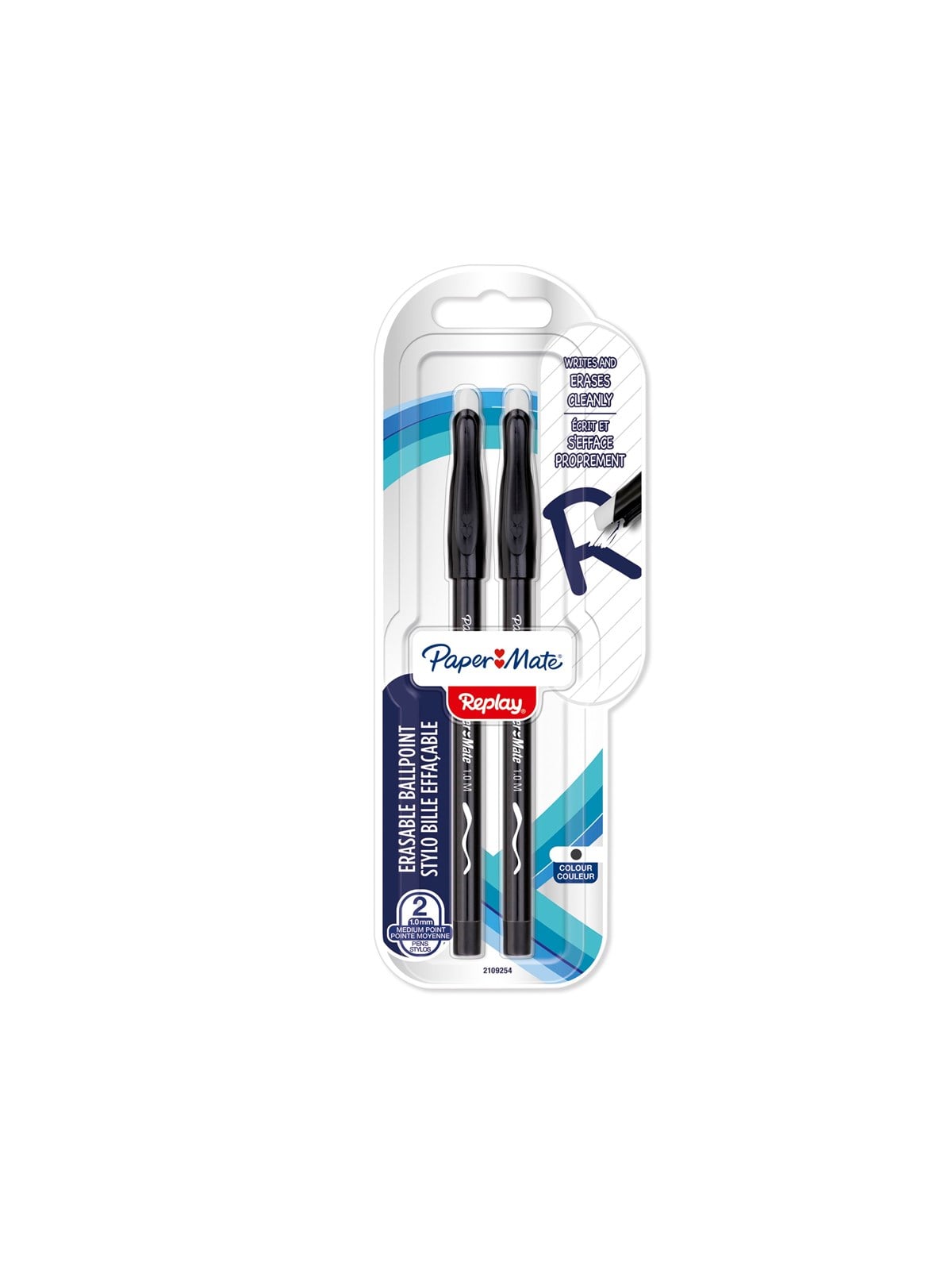 Paper Mate Replay Radierbarer Kugelschreiber | Mittlere Spitze (1,0mm) | Schwarz | 2 Stück - Utensilien Zum Schreiben Und Zeichnen - 2109254