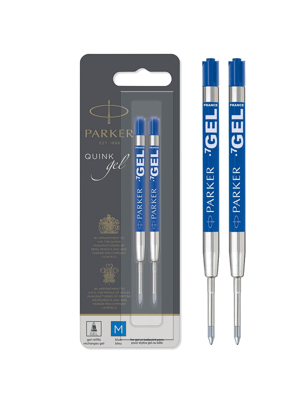 Parker Gelstifteminen | Mittlere Schreibspitze (0,7mm) | Blaue Quink Tinte | 2stück - Utensilien Zum Schreiben Und Zeichnen - S0881510
