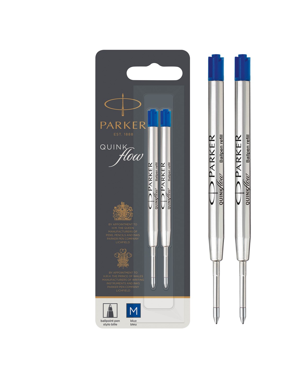 Parker Kugelschreiberminen | Mittlere Schreibspitze | Blaue Quinkflow Tinte | 2 Ersatzminen Für Kugelschreiber - Utensilien Zum Schreiben Und Zeichnen