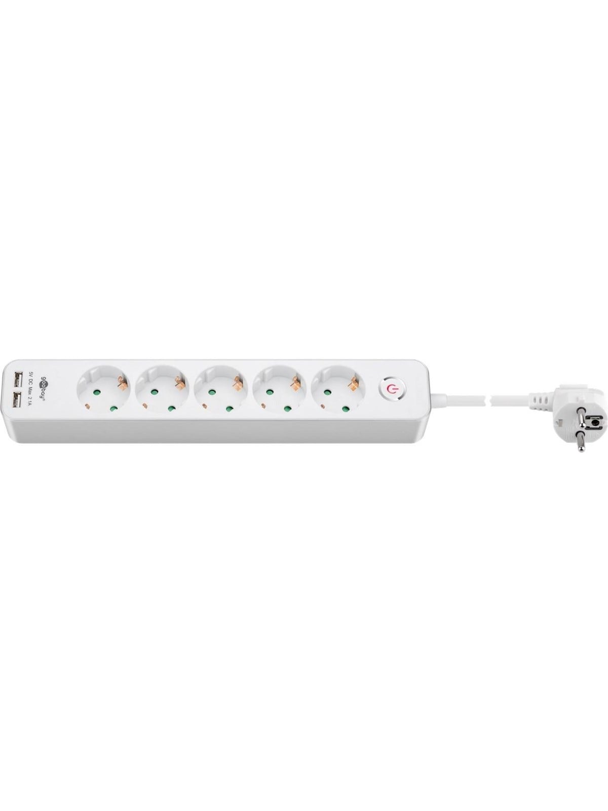 Pro 5-way W/switch - 2xusb Ports - Weiß - 1.5 m - Stromkabel Extern - 41265