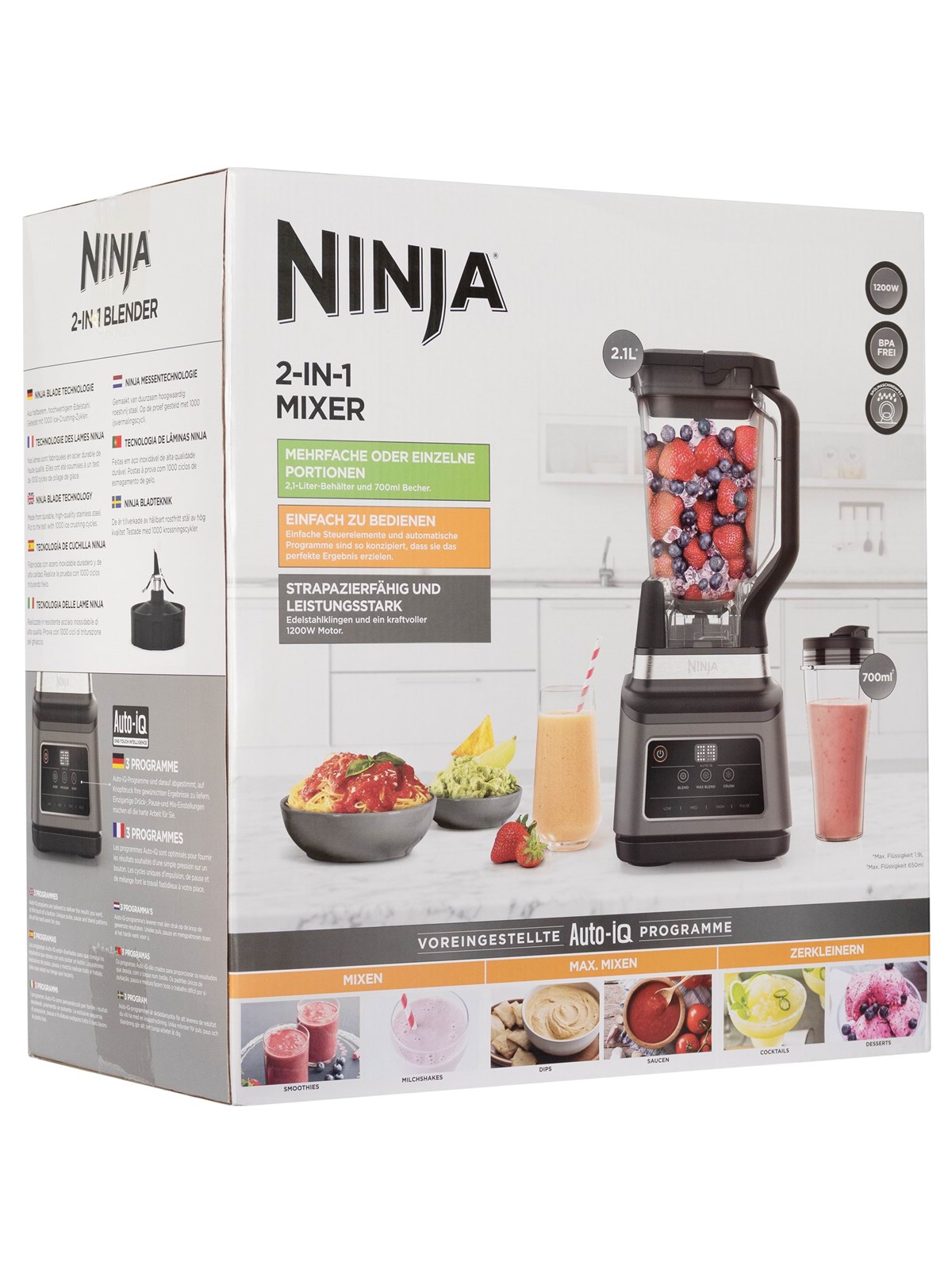 Ninja Mixer Blender (Bn750eu) 2-in-1 With Auto IQ - 1200 W