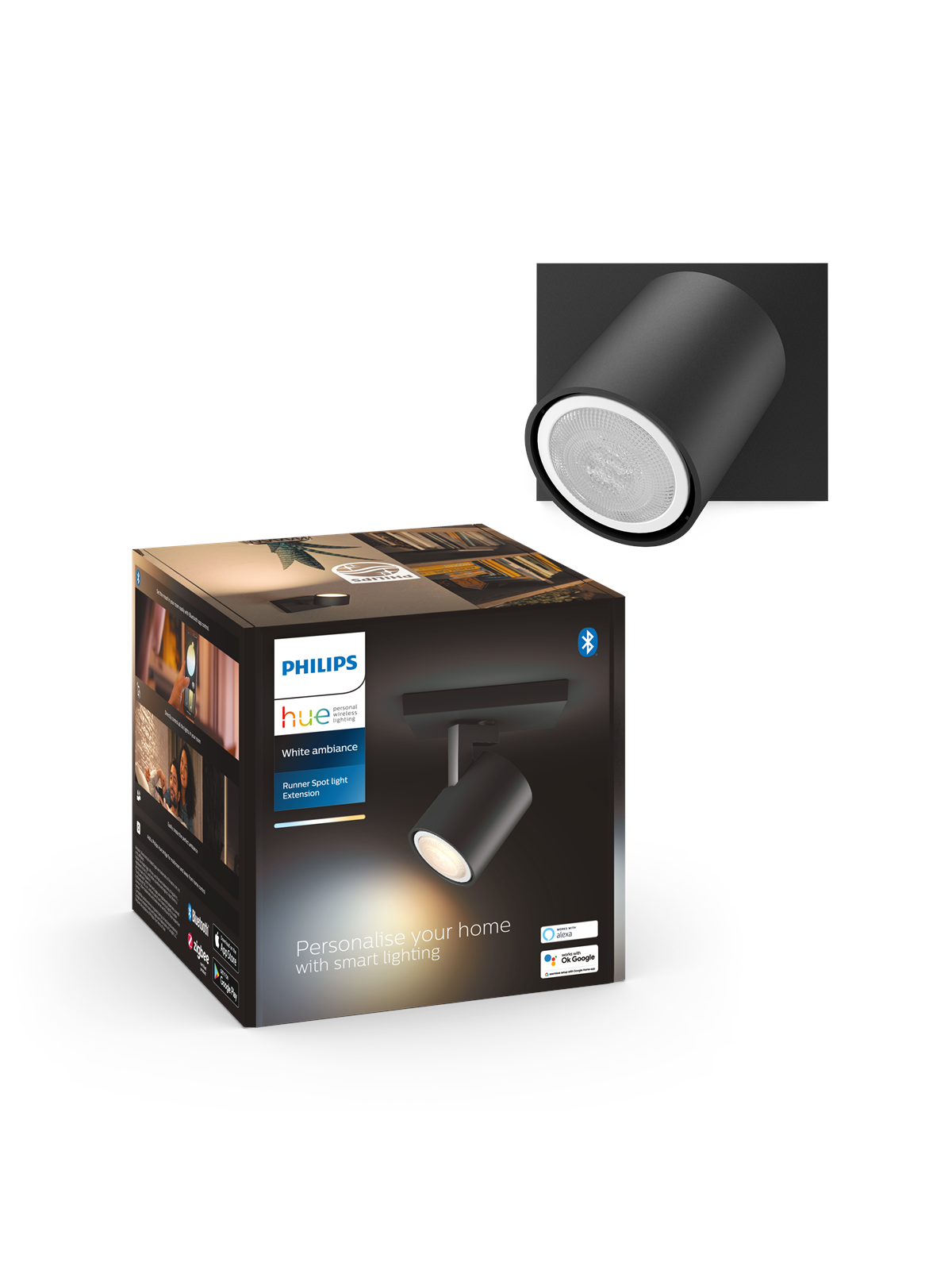 Philips Hue Runner Single Spotlight - Black - No Dimmer Switch - Smart Home - 929003812201