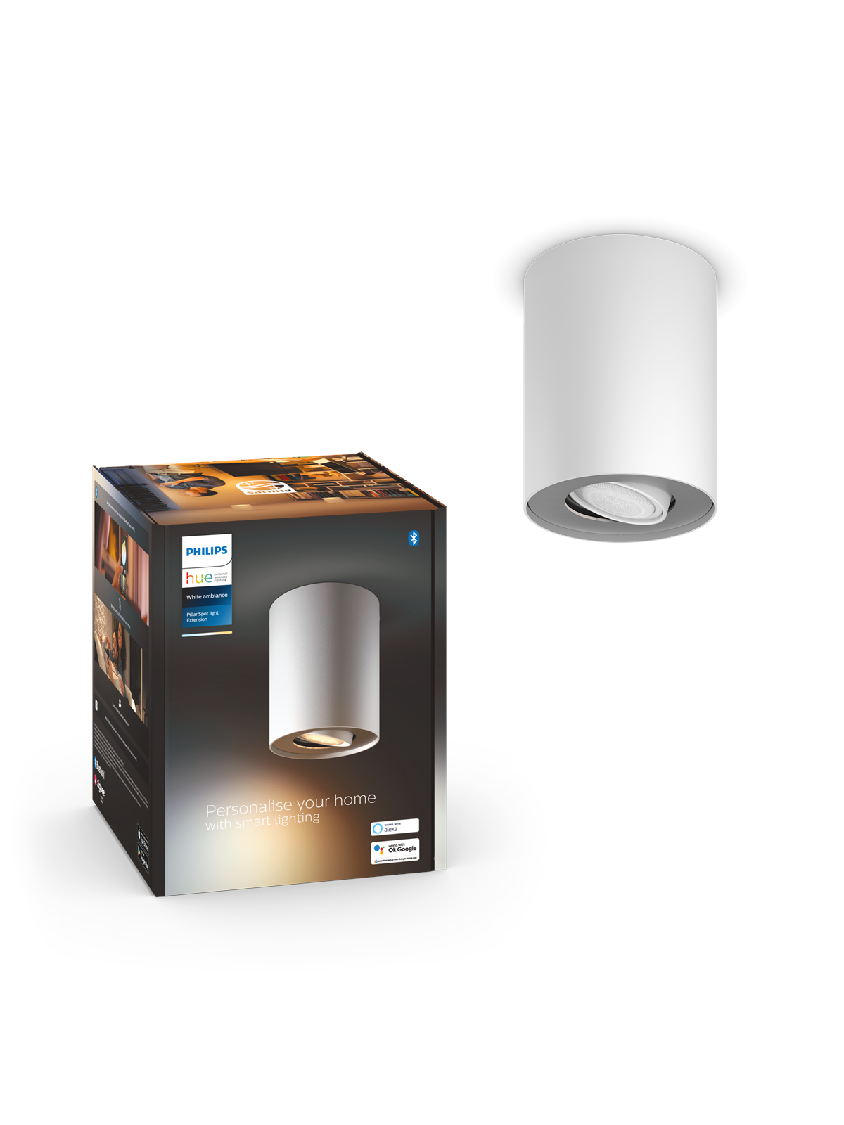 Philips Hue Pillar Single Spotlight - White - No Dimmer Switch - Smart Home - 929003811301