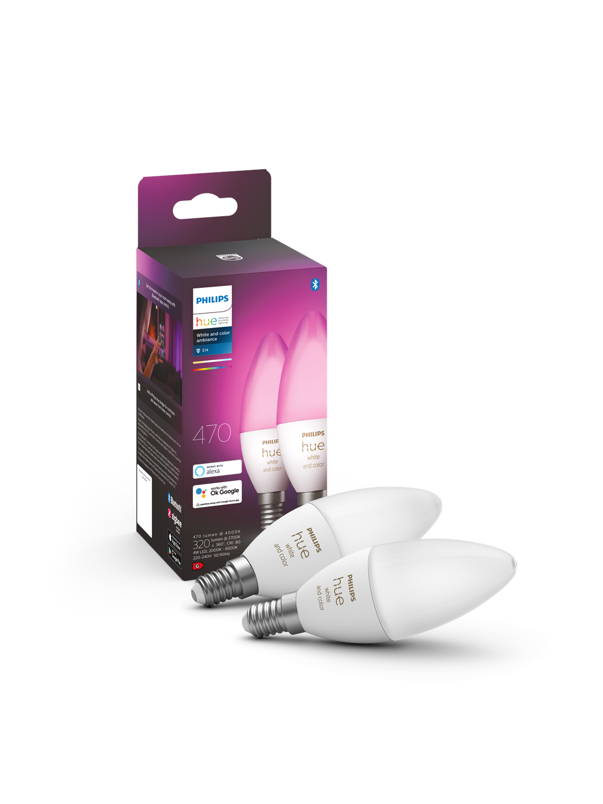 Philips Hue Color E14 B39 Candle Light - 2-pack - Smart Home - 929002294205