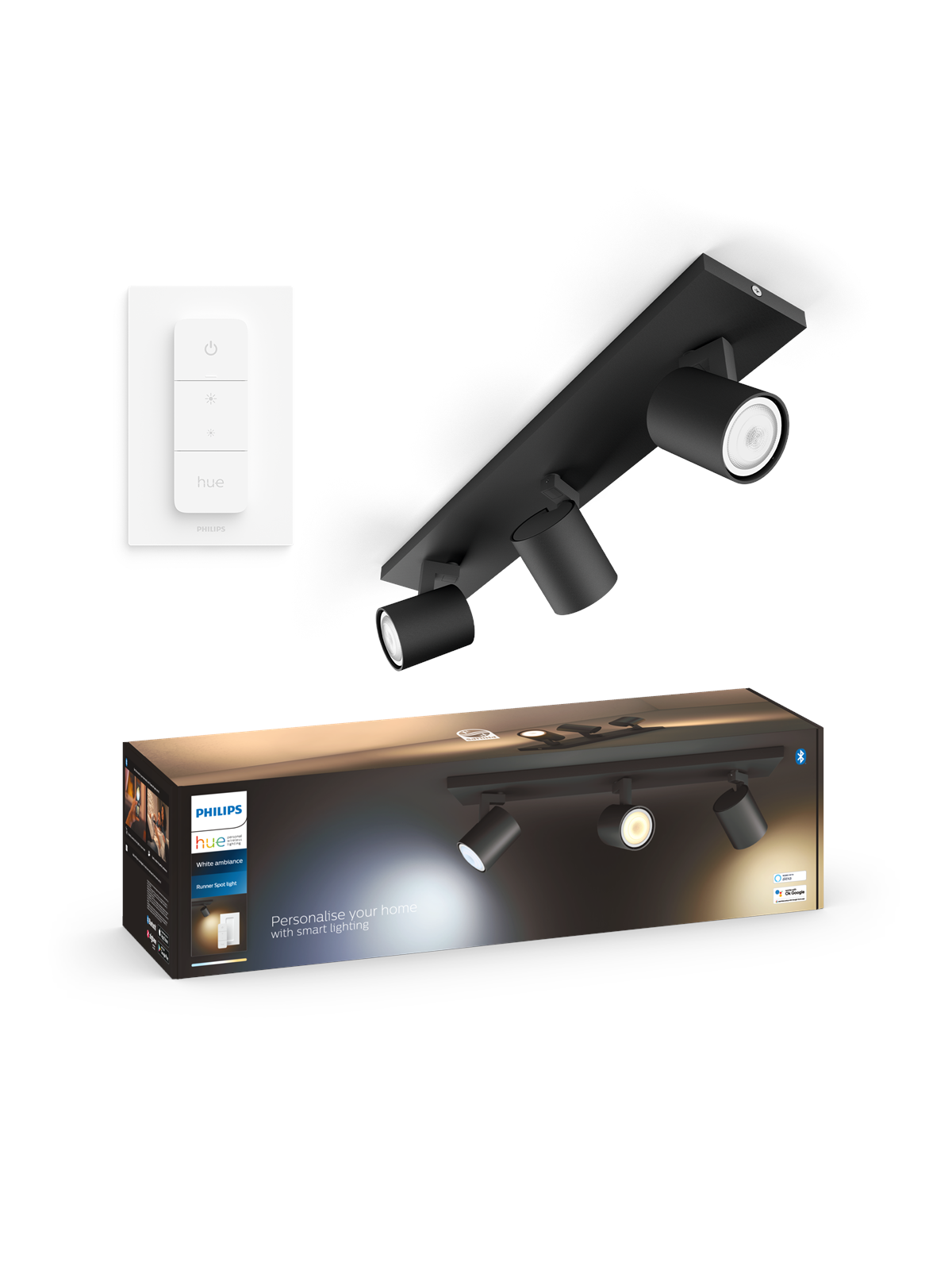 Philips Hue Runner Tripple Spotlight - Black - With Dimmer Switch - Smart Home - 929003811901
