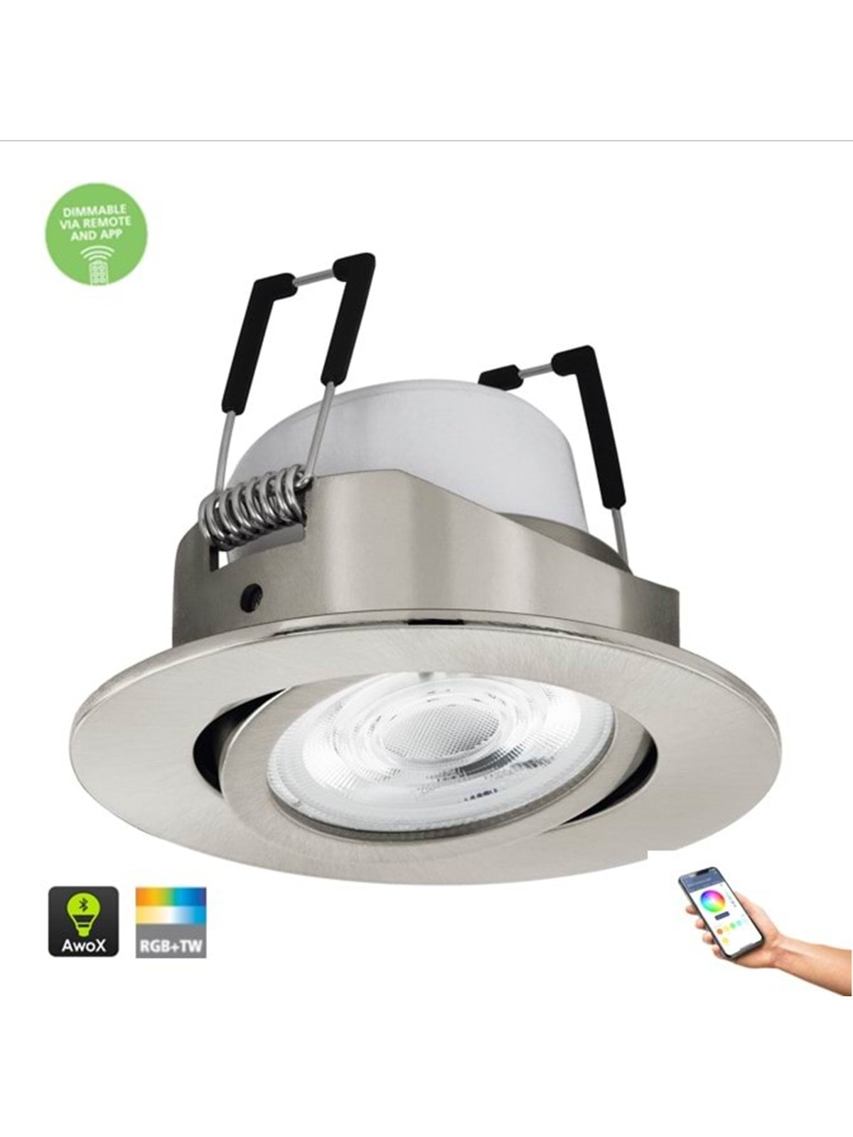 Eglo Saliceto-z Recessed Spot Rgb+TW 5W Ø88 mm Brushed Steel - Smart Home - 99672
