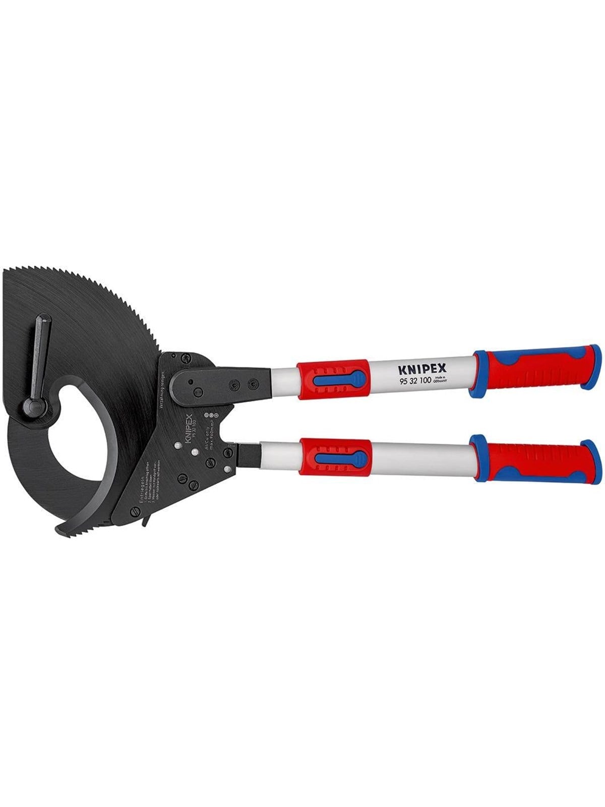 KNIPEX Kabelschneider, (Ratschenprinzip), mit Teleskopschenkeln