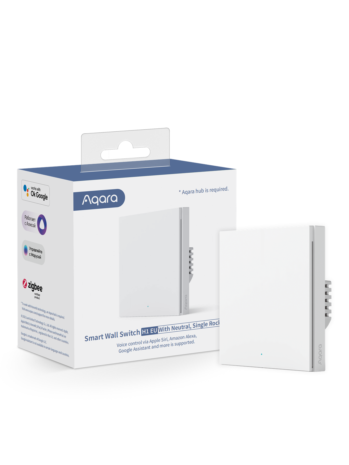 Aqara Smart Wall Switch H1 (With Neutral) - Single Rocker White - Smart Home - Ws-euk03