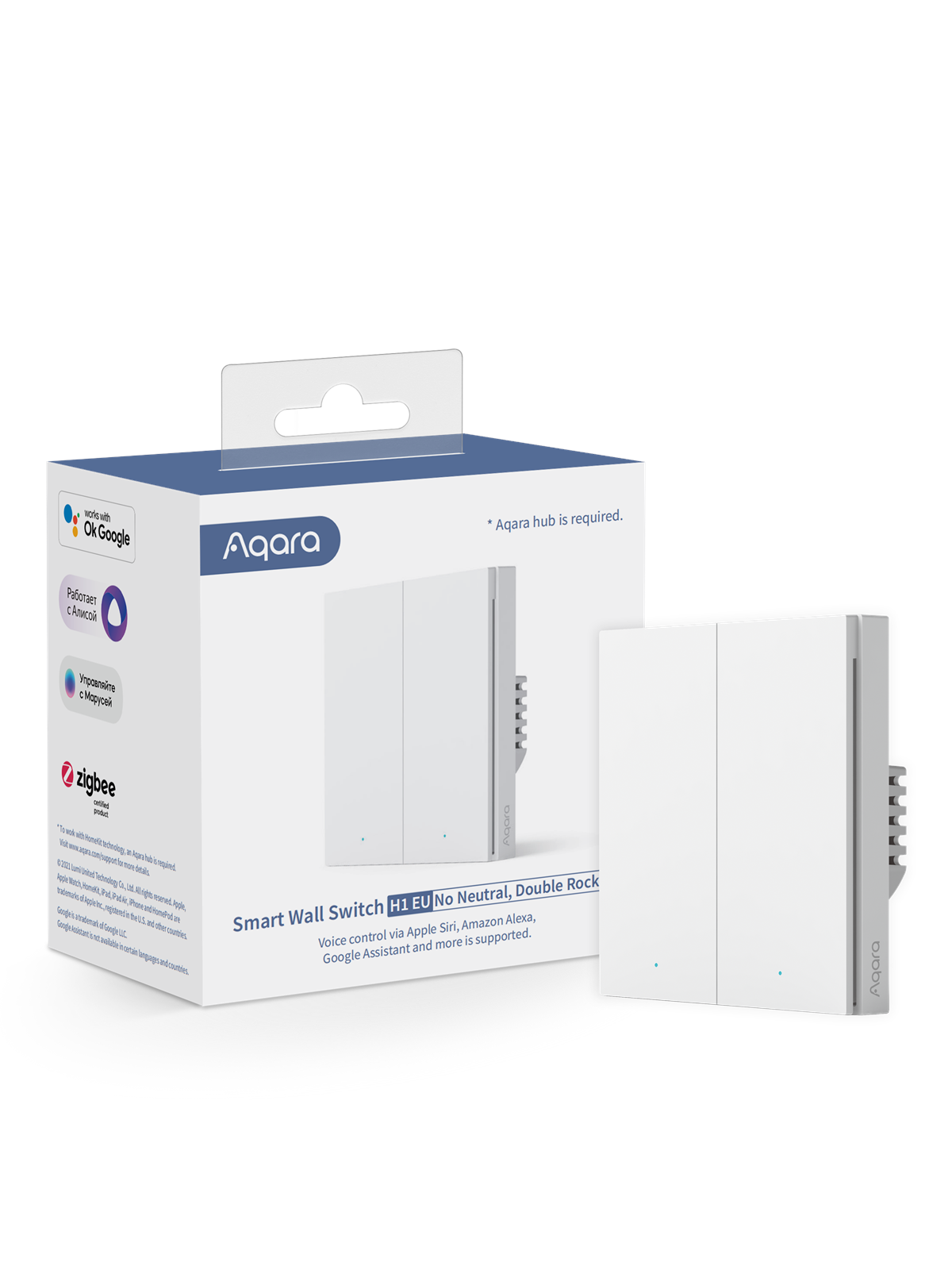 Aqara Smart Wall Switch H1 (no Neutral) - Double Rocker - Smart Home - Ws-euk02