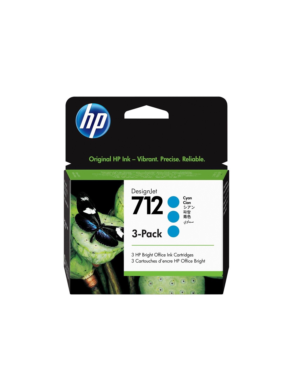HP 712 / 3ed77a 3-pack Cyan Ink - Druckerzubehoer Tinte Toner