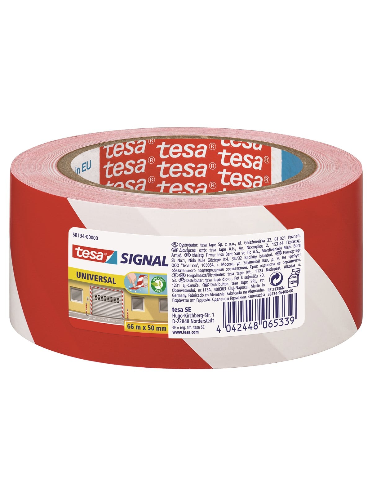 Tesa Signal Universal Warning Marking Tape 66m x 50mm Red-white - Klebeband Und Kleber - 58134-00000-00