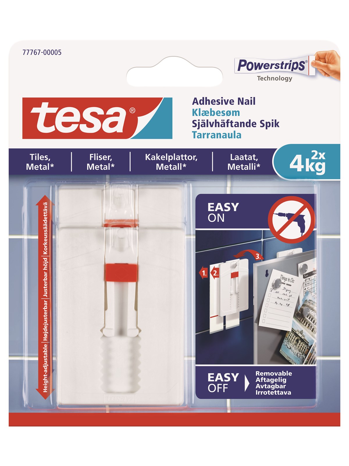 Tesa Adhesive Nail Adjustable 4kg Tiles - Kleiderbuegel Und Haken - 77767-00005-00