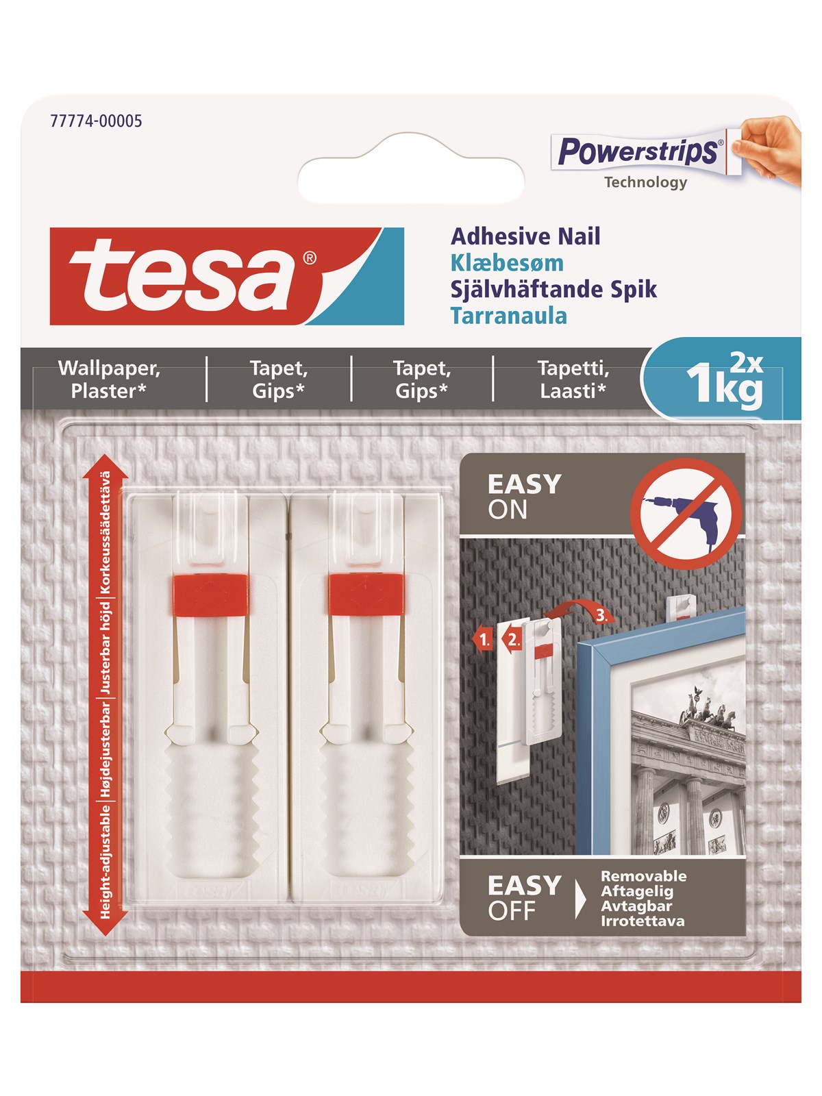 Tesa Adhesive Nail Adjustable 1kg Wallpaper - Kleiderbuegel Und Haken - 77774-00005-00