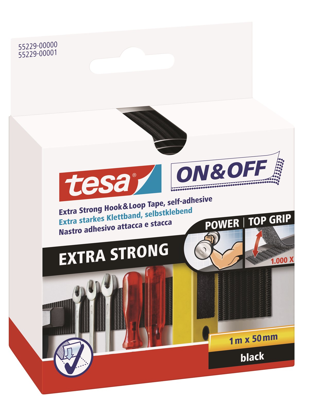 Tesa On & Off Extra Strong 50mm x 100cm Black - Klebeband Und Kleber - 55229-00000-02
