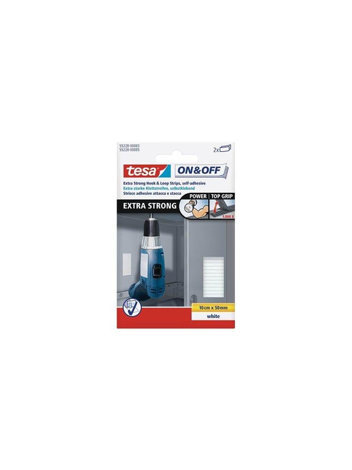 Tesa On & Off Extra Strong Strips 50 mm : 10 cm - Kleiderbuegel Und Haken - 55228-00003-00