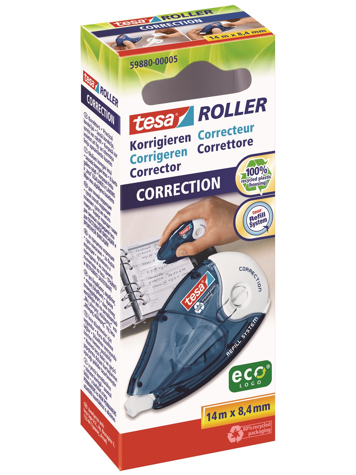 Tesa Correction Tape Roller Ecologo 14m x 8.4mm Refill System - Klebeband Und Kleber - 59880-00005-05