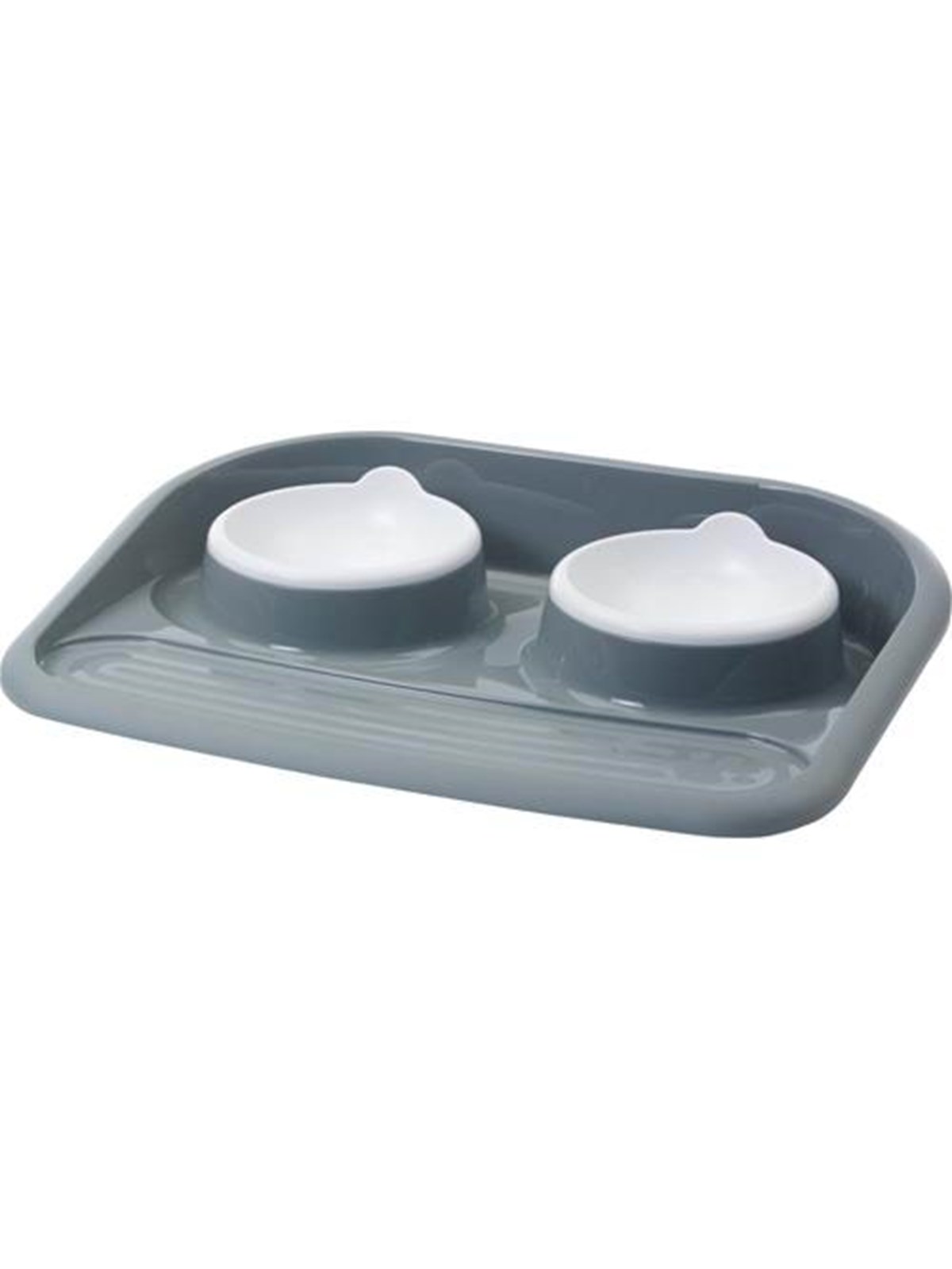 Savic Butler Feeding Station With Rubberfeet 2x300 ml White/grey - Katzen - Hk0295
