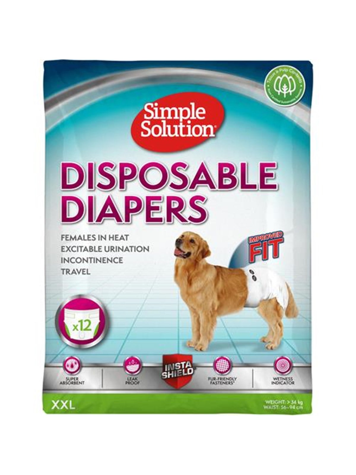 Simple Solution Disposable Diapers Female 2xl (12-pack) - Hunde - H05863