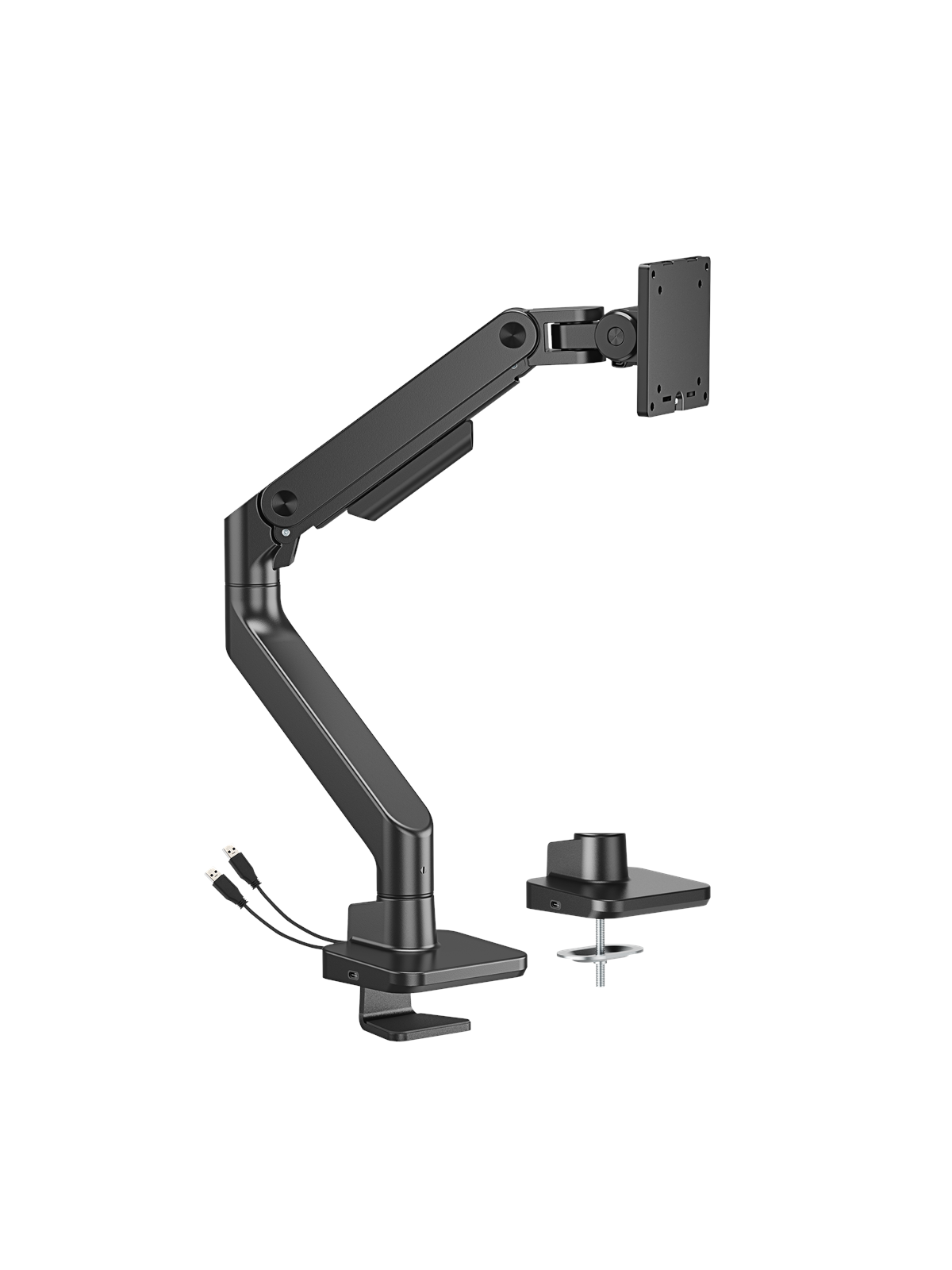 Dutzo Monitorarm Für 1 Monitor (Bis zu 49") - Heavy Duty Mit Usb A- Und C-anschlüssen - Schwarz - Monitorhalterung - Mmahdb-1