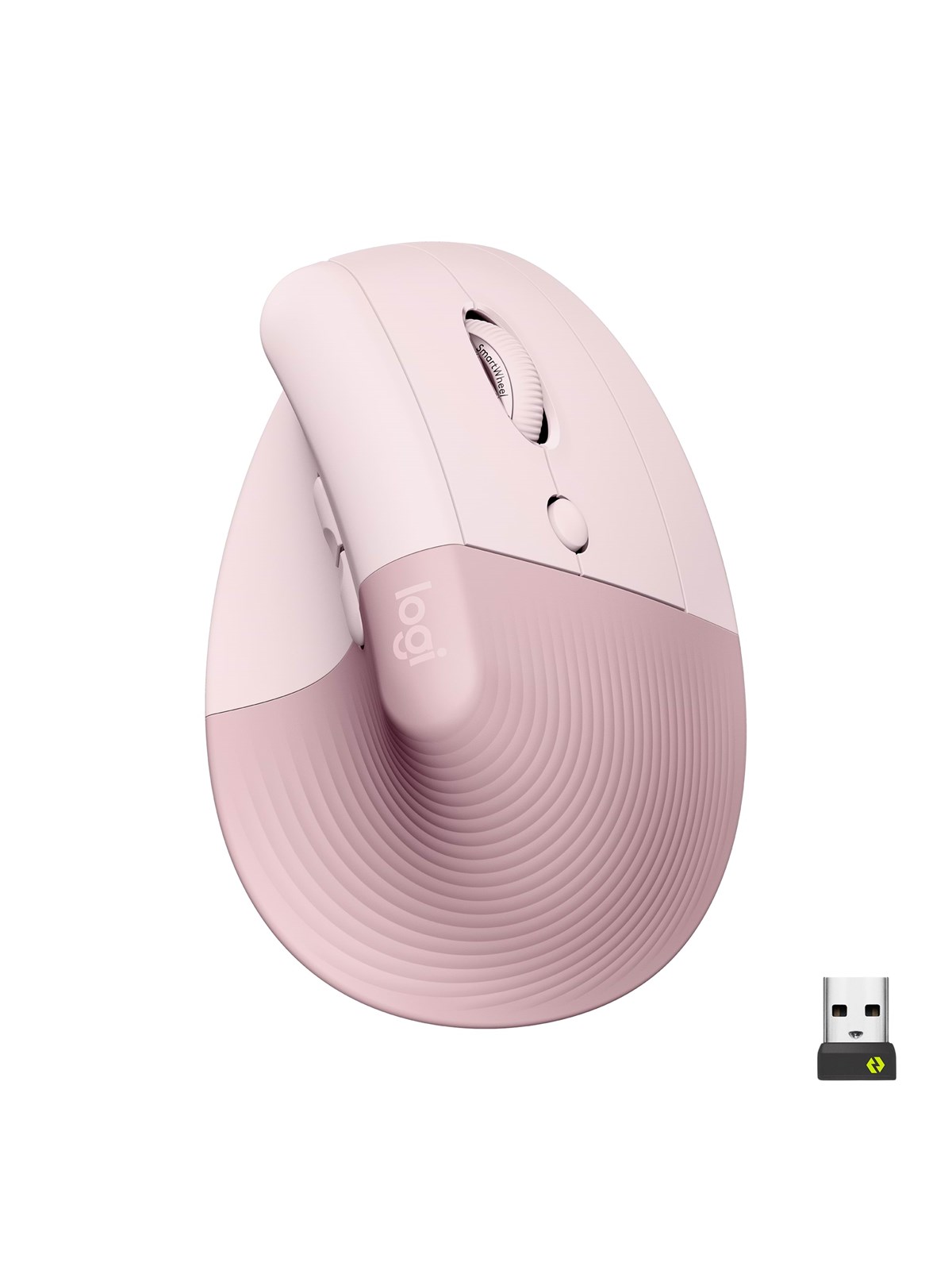 Logitech Lift Right Vertical - Rose - Ergonomische Maus (Rot) - 910-006478