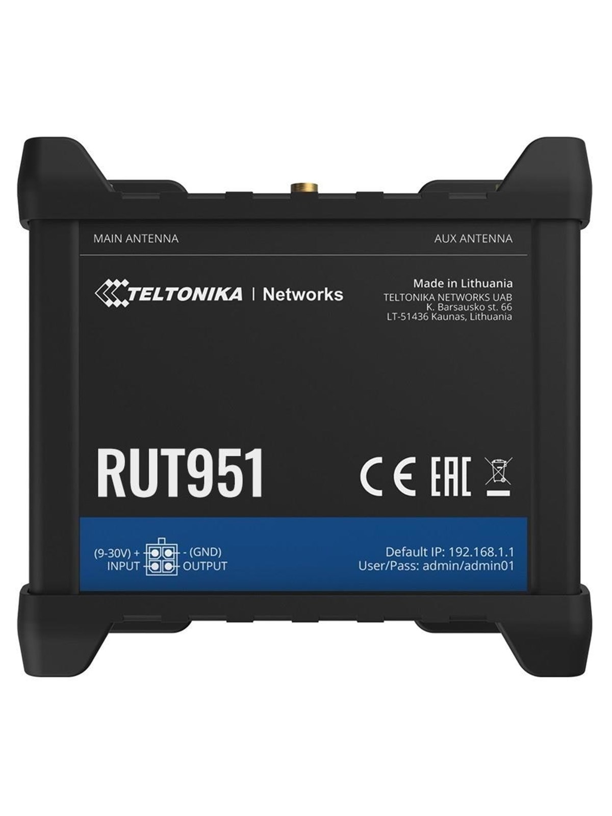 Teltonika Rut951 (Rut951000000) Wireless Router - Wwan - 802.11b/g/n - 3G 4G - Din Rail Mountable Surface-mountable - Wireless Router N Standard - 
